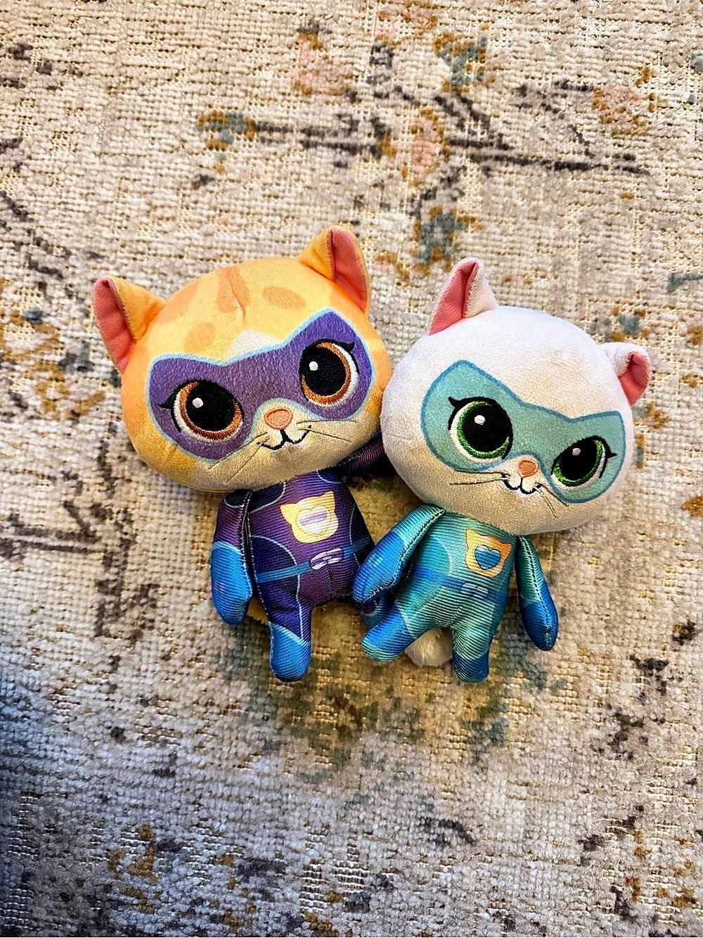 Stuffed Super Kitties Toy Pair in Blue & Purple